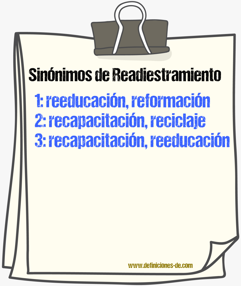 Sinónimos de readiestramiento