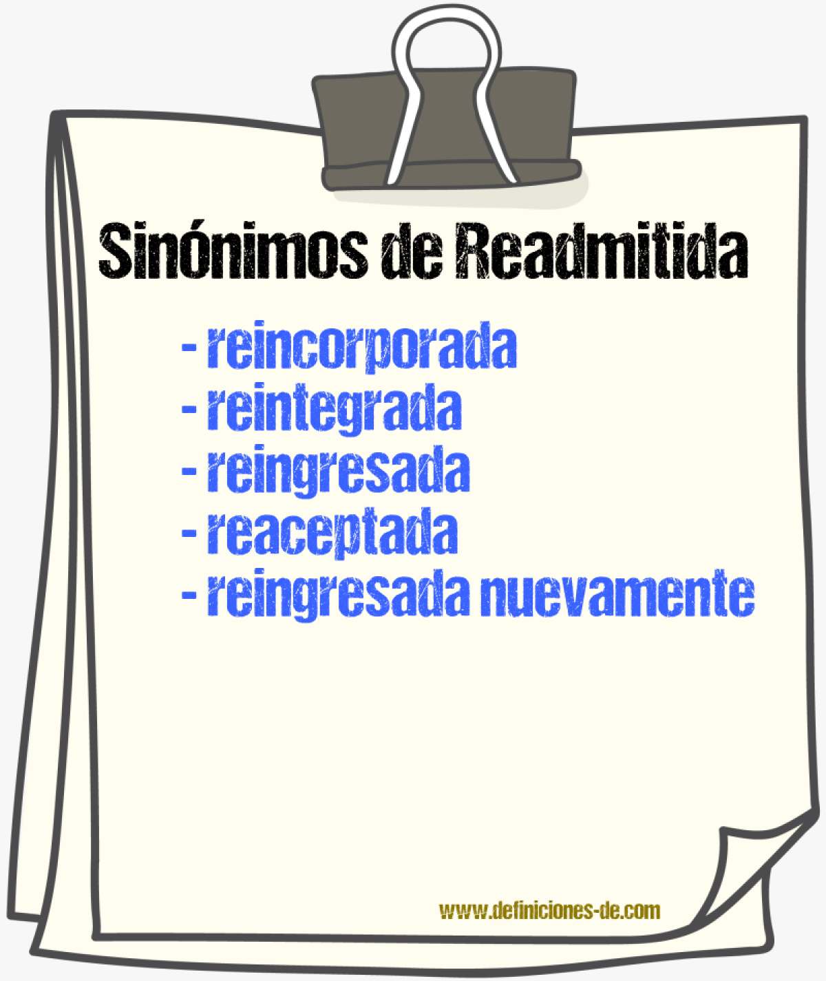 Sinónimos de readmitida