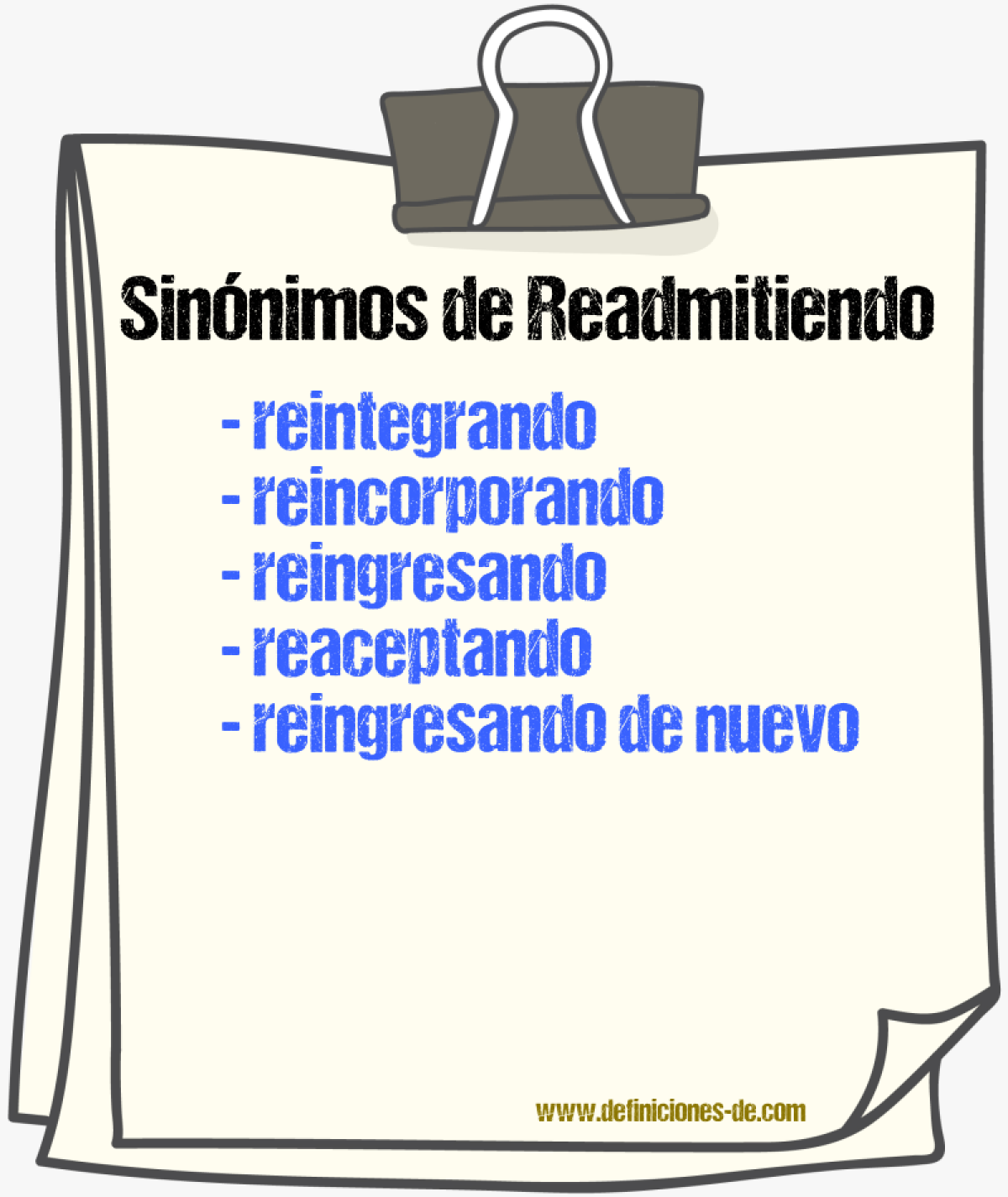 Sinónimos de readmitiendo