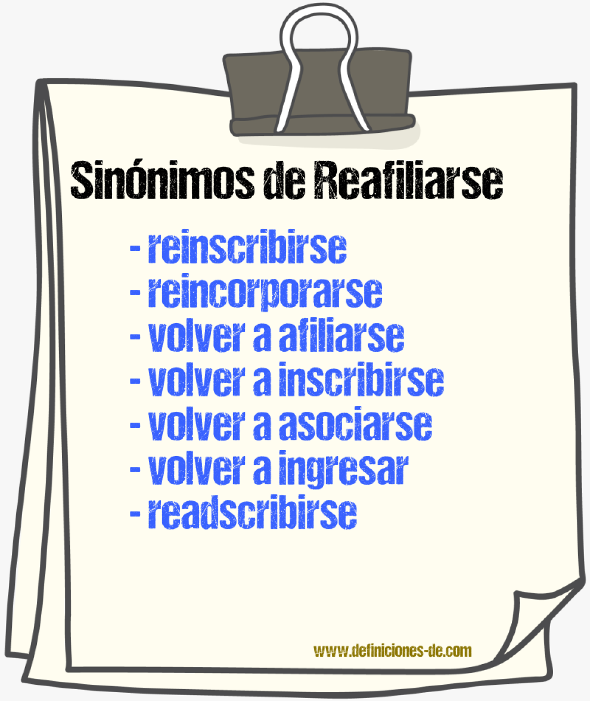 Sinónimos de reafiliarse