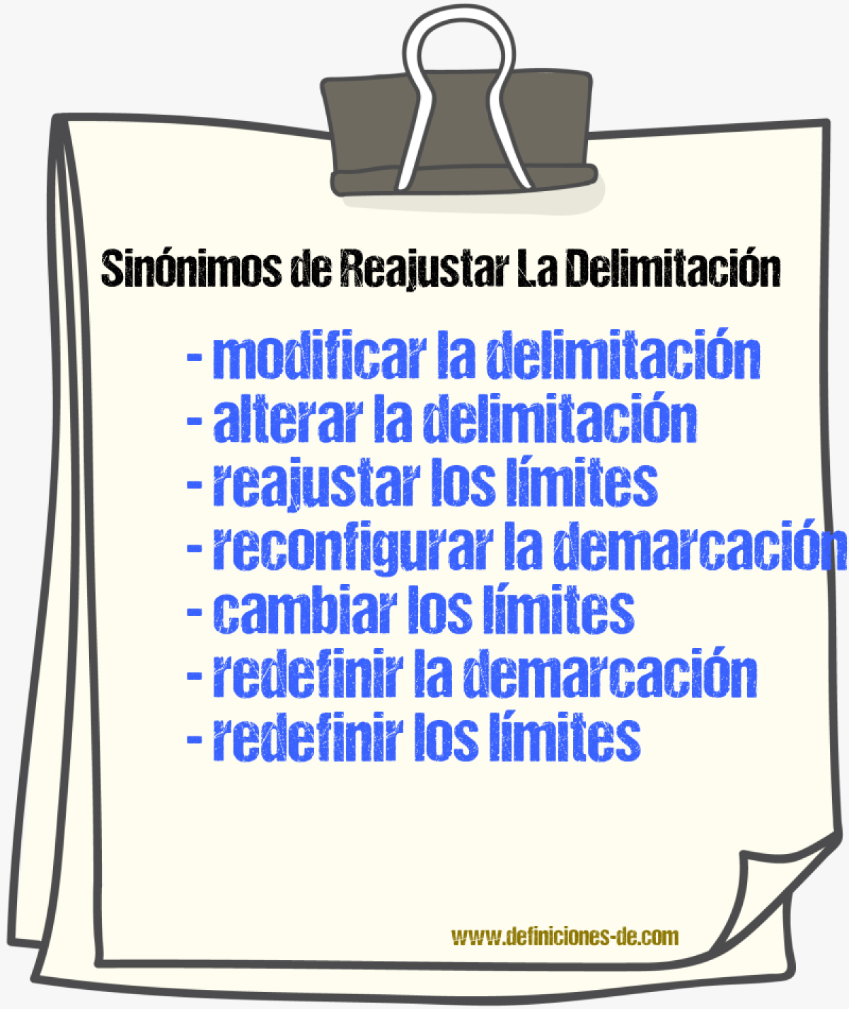 Sinónimos de reajustar la delimitación