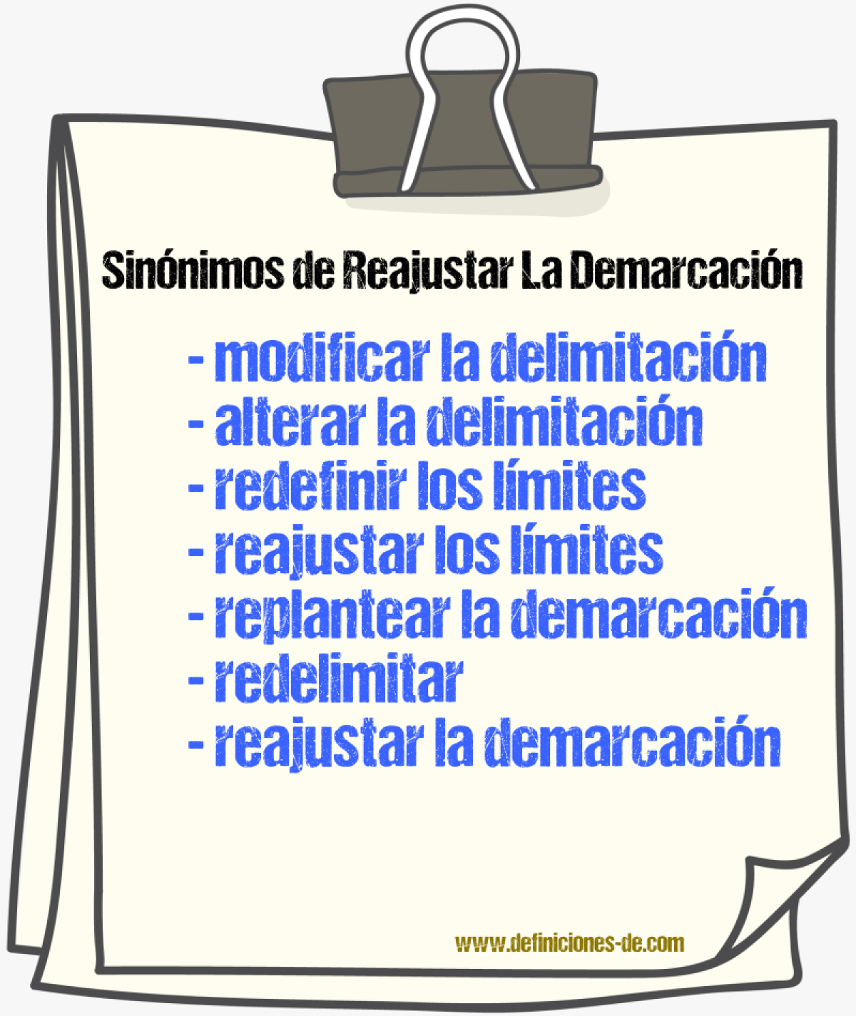 Sinónimos de reajustar la demarcación