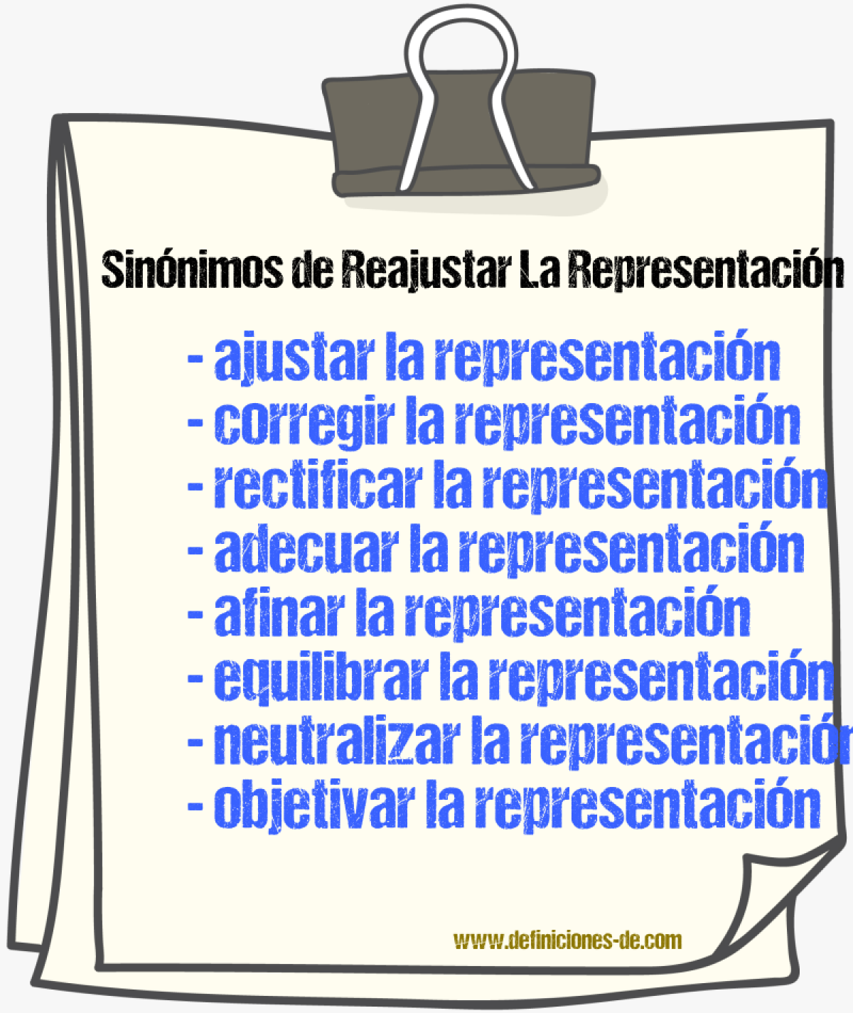 Sinónimos de reajustar la representación