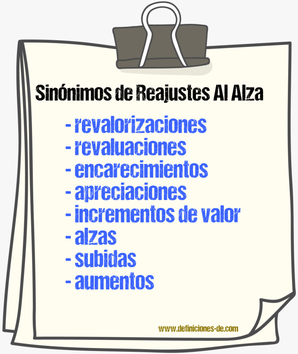 Sinónimos de reajustes al alza