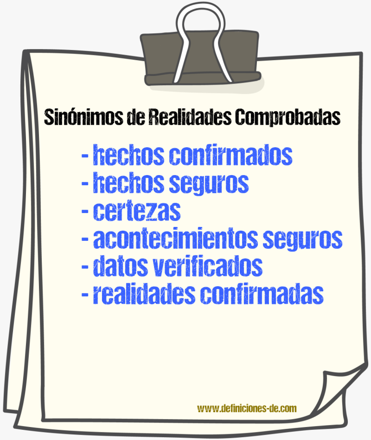 Sinónimos de realidades comprobadas