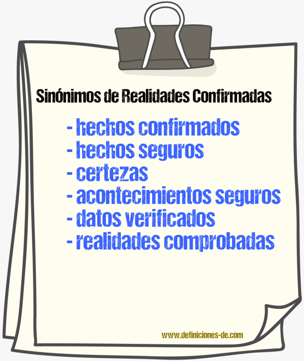 Sinónimos de realidades confirmadas