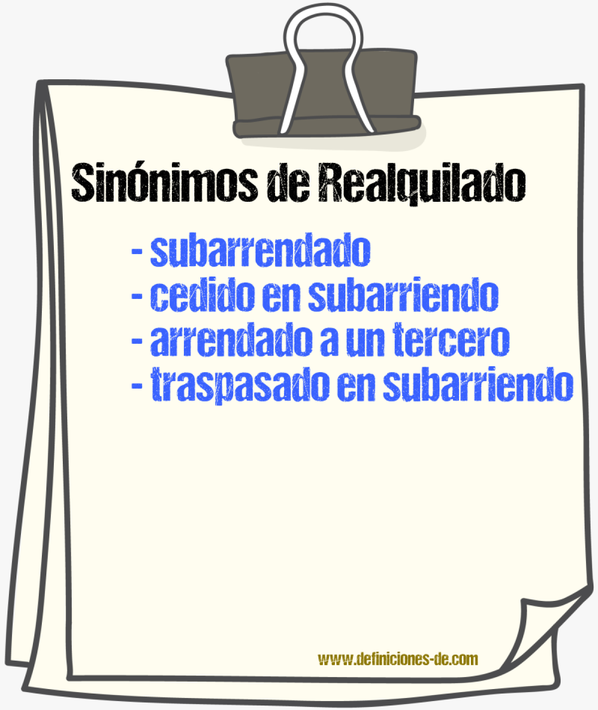 Sinónimos de realquilado
