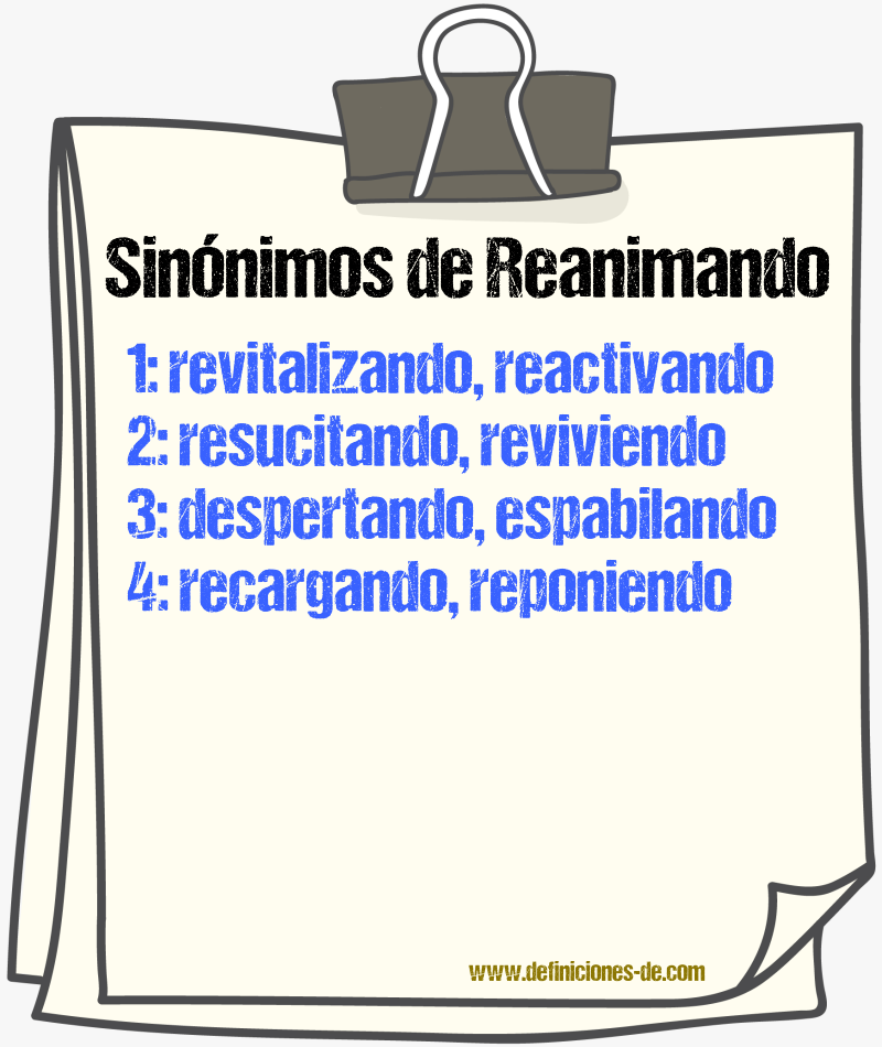 Sinónimos de reanimando