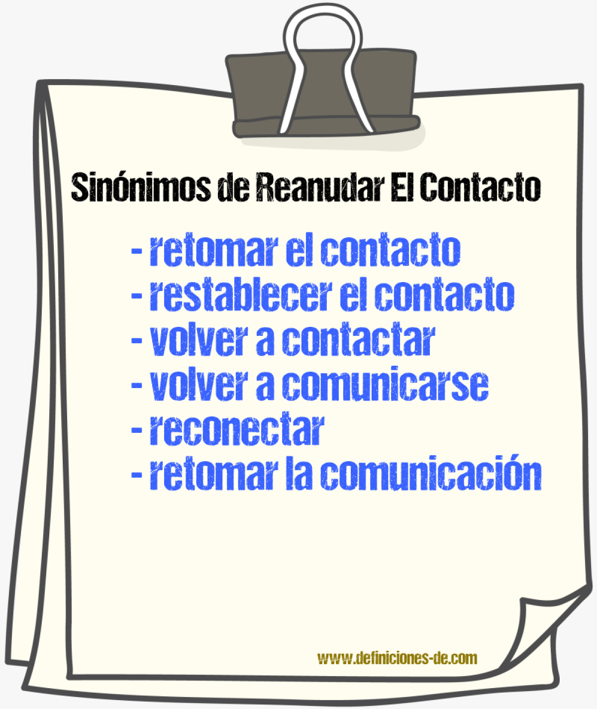 Sinónimos de reanudar el contacto