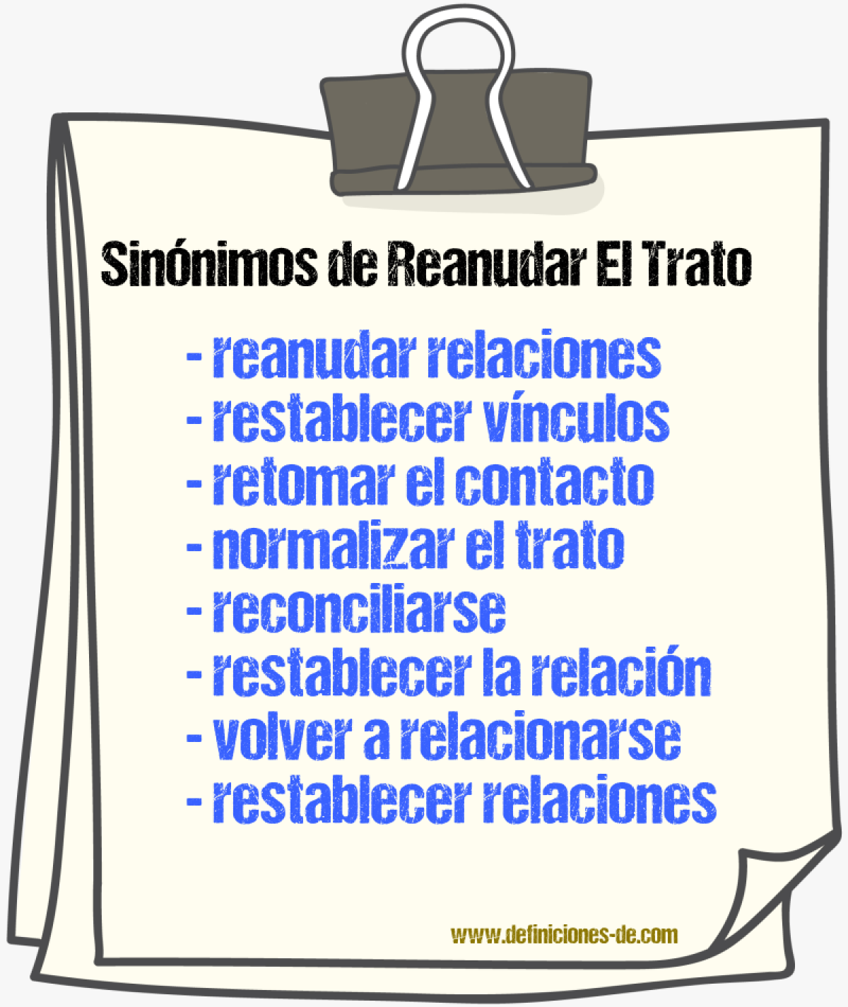 Sinónimos de reanudar el trato