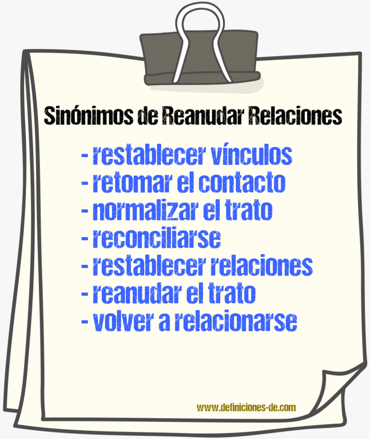 Sinónimos de reanudar relaciones