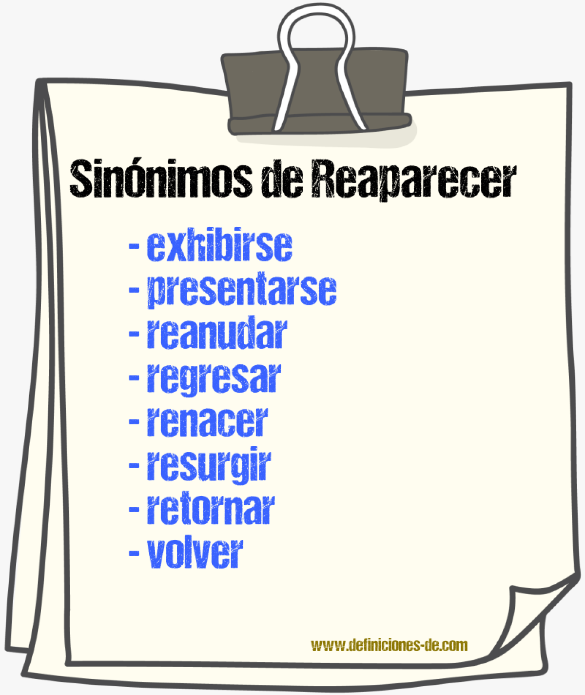 Sinnimos de reaparecer