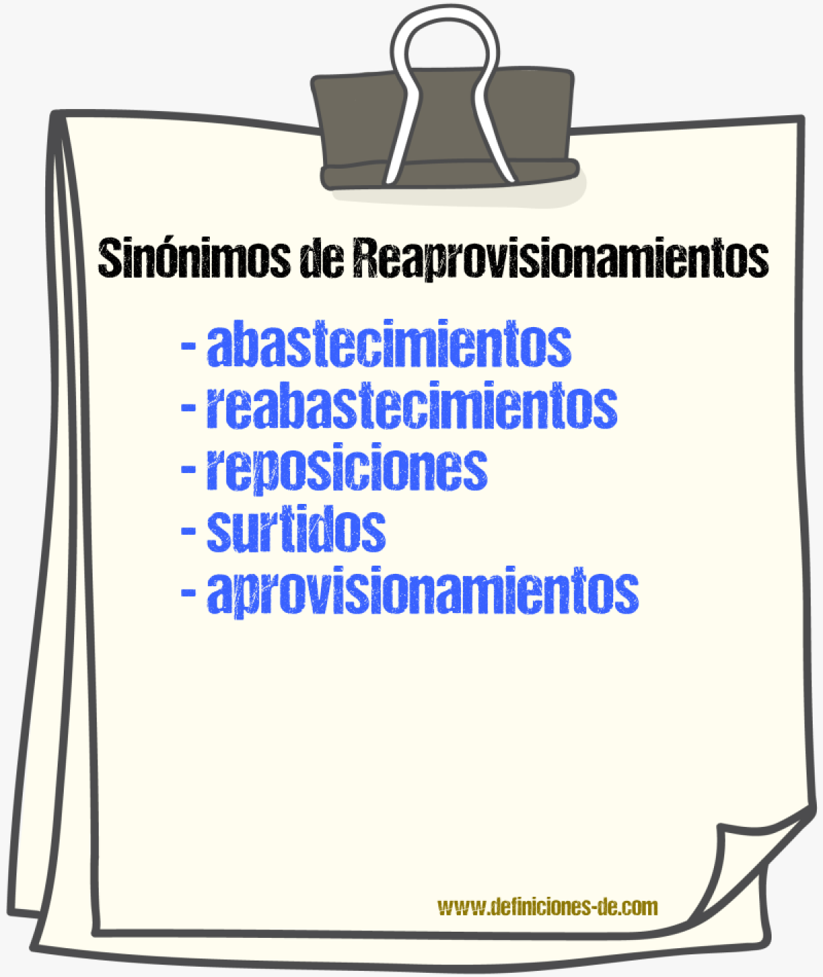 Sinónimos de reaprovisionamientos