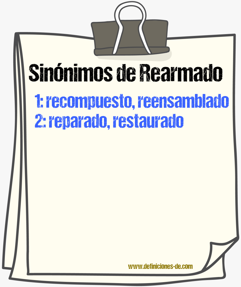 Sinónimos de rearmado