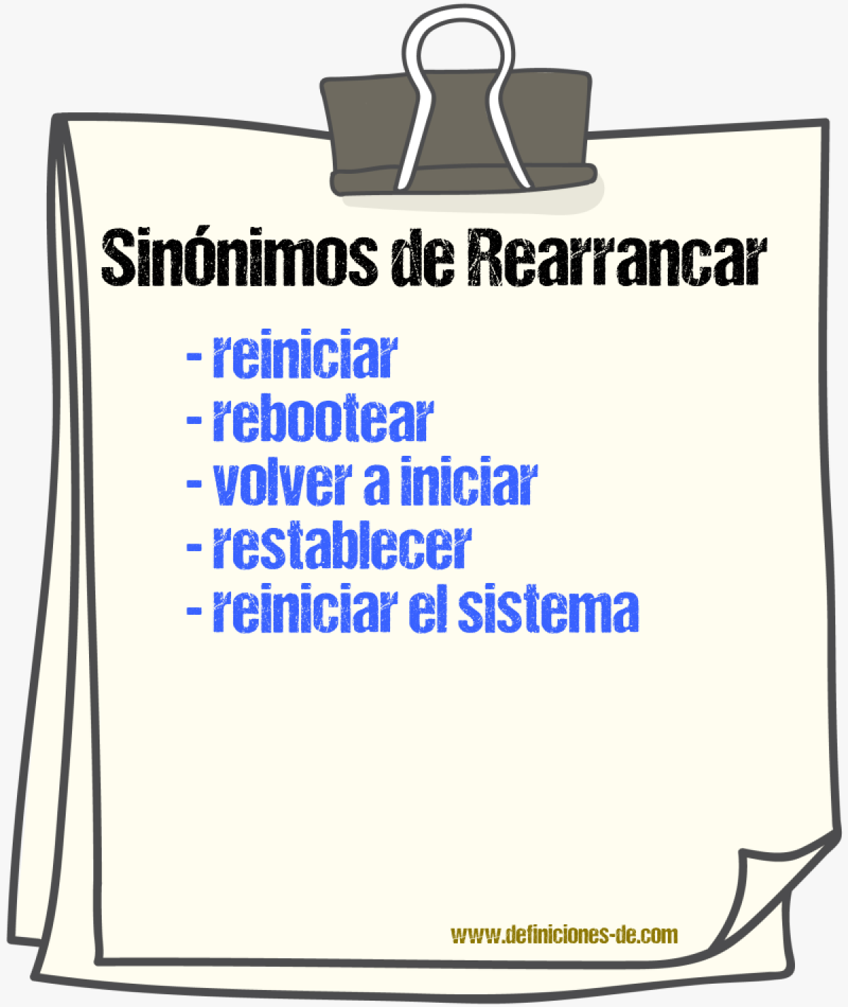 Sinónimos de rearrancar
