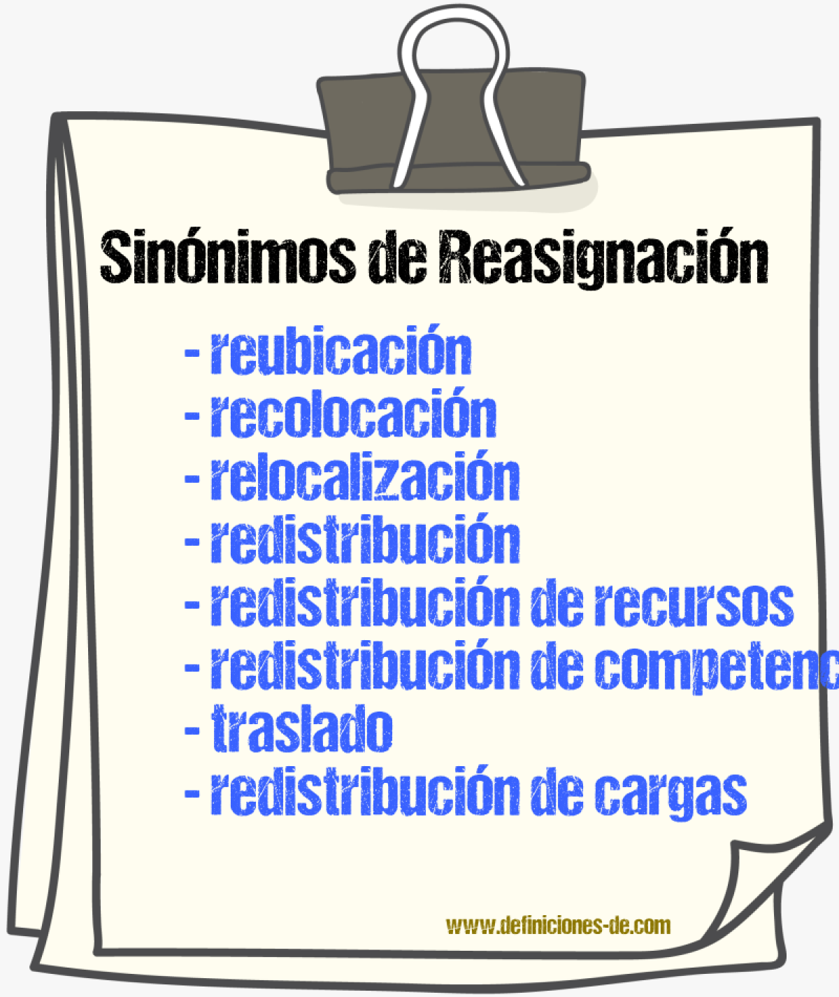 Sinónimos de reasignación