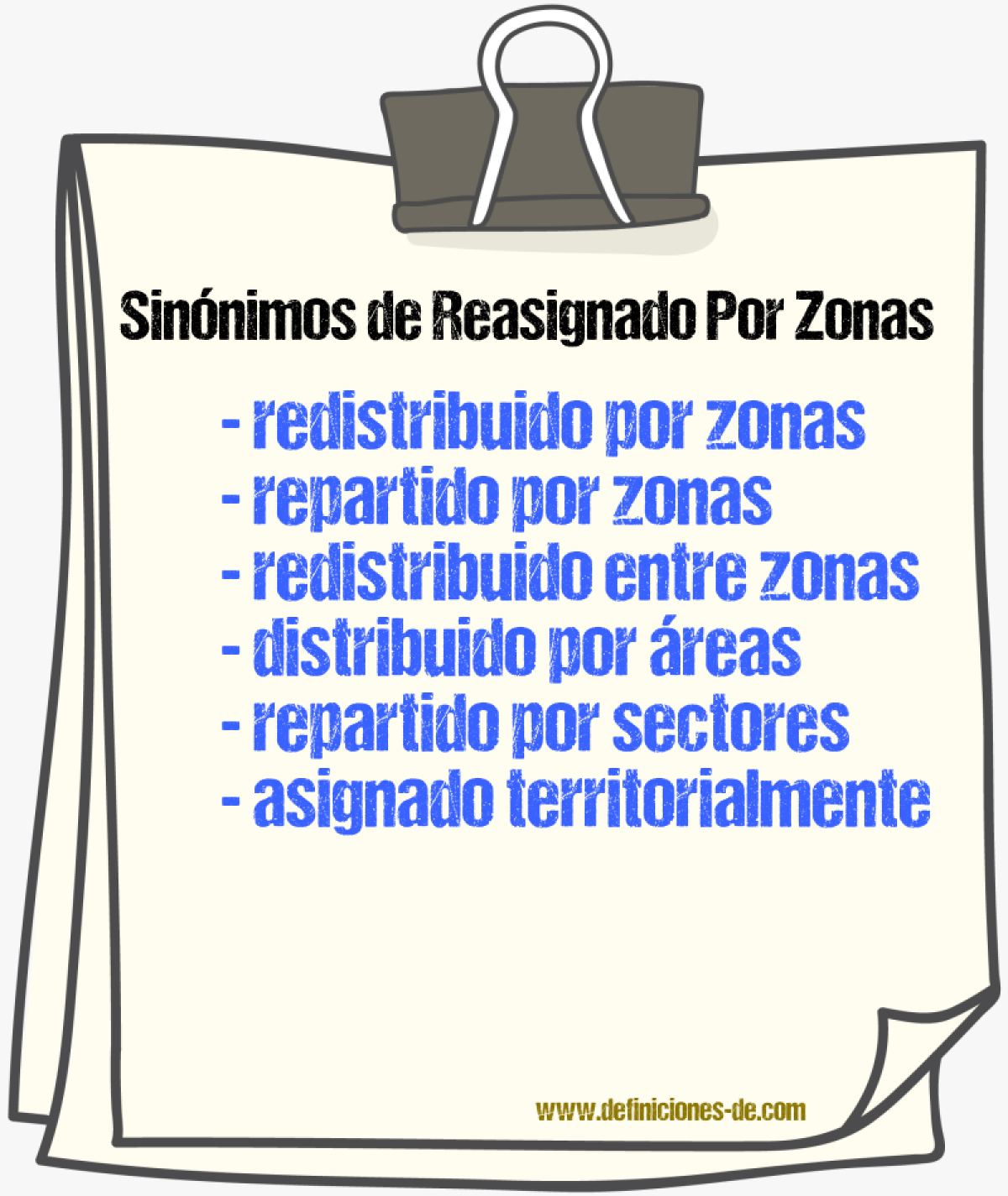 Sinónimos de reasignado por zonas