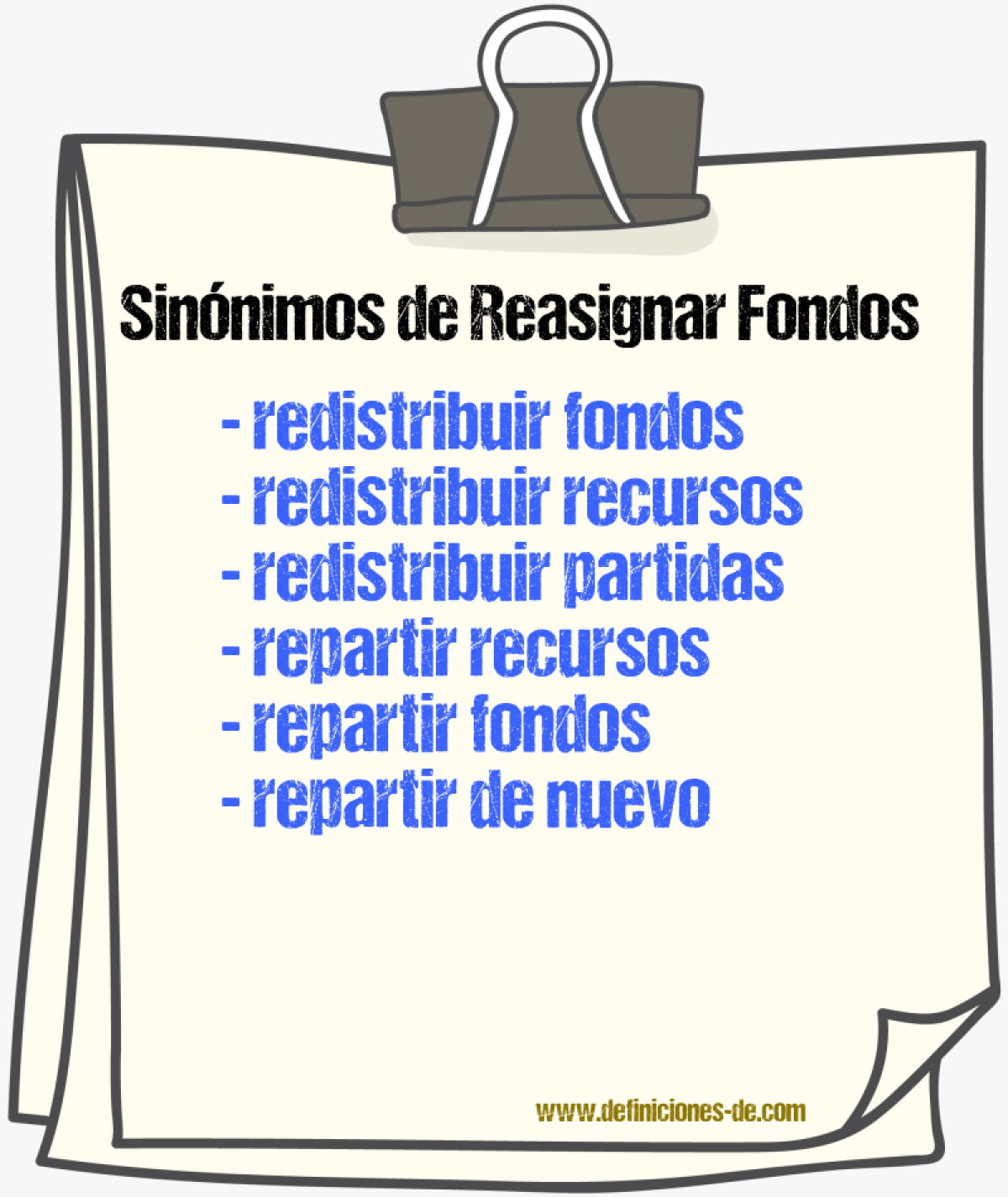 Sinónimos de reasignar fondos