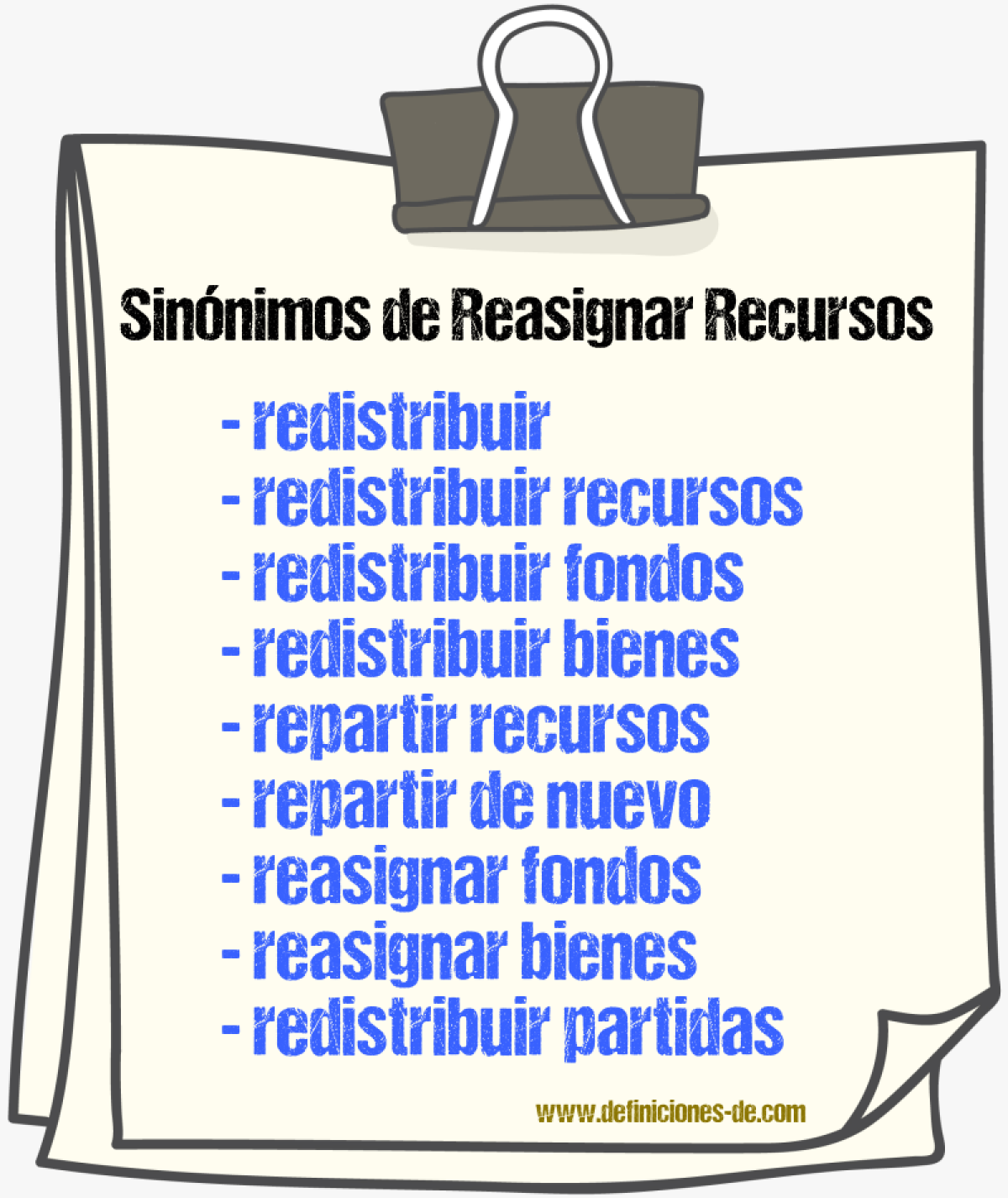 Sinónimos de reasignar recursos