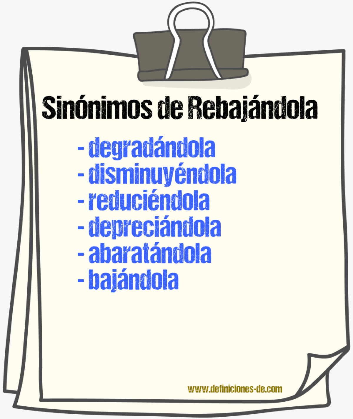 Sinónimos de rebajándola