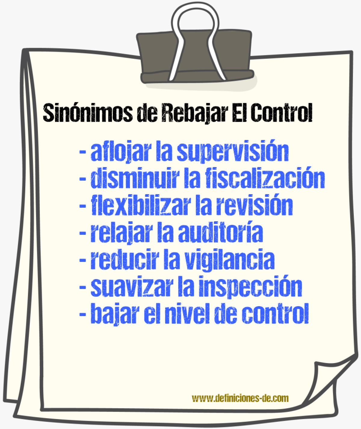 Sinónimos de rebajar el control