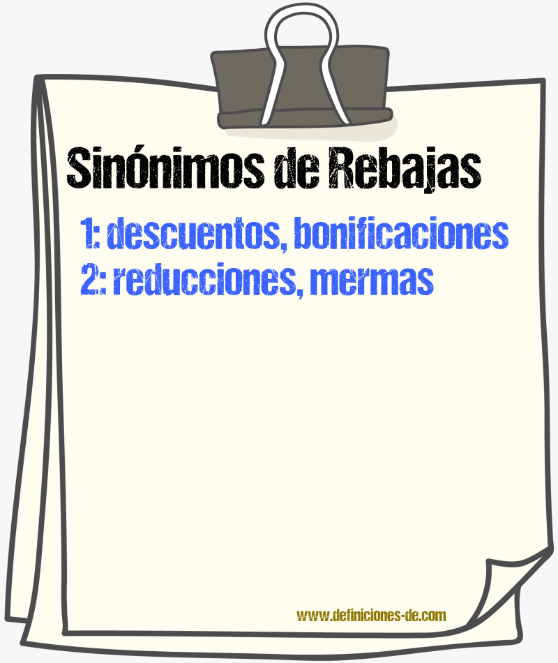 Sinónimos de rebajas