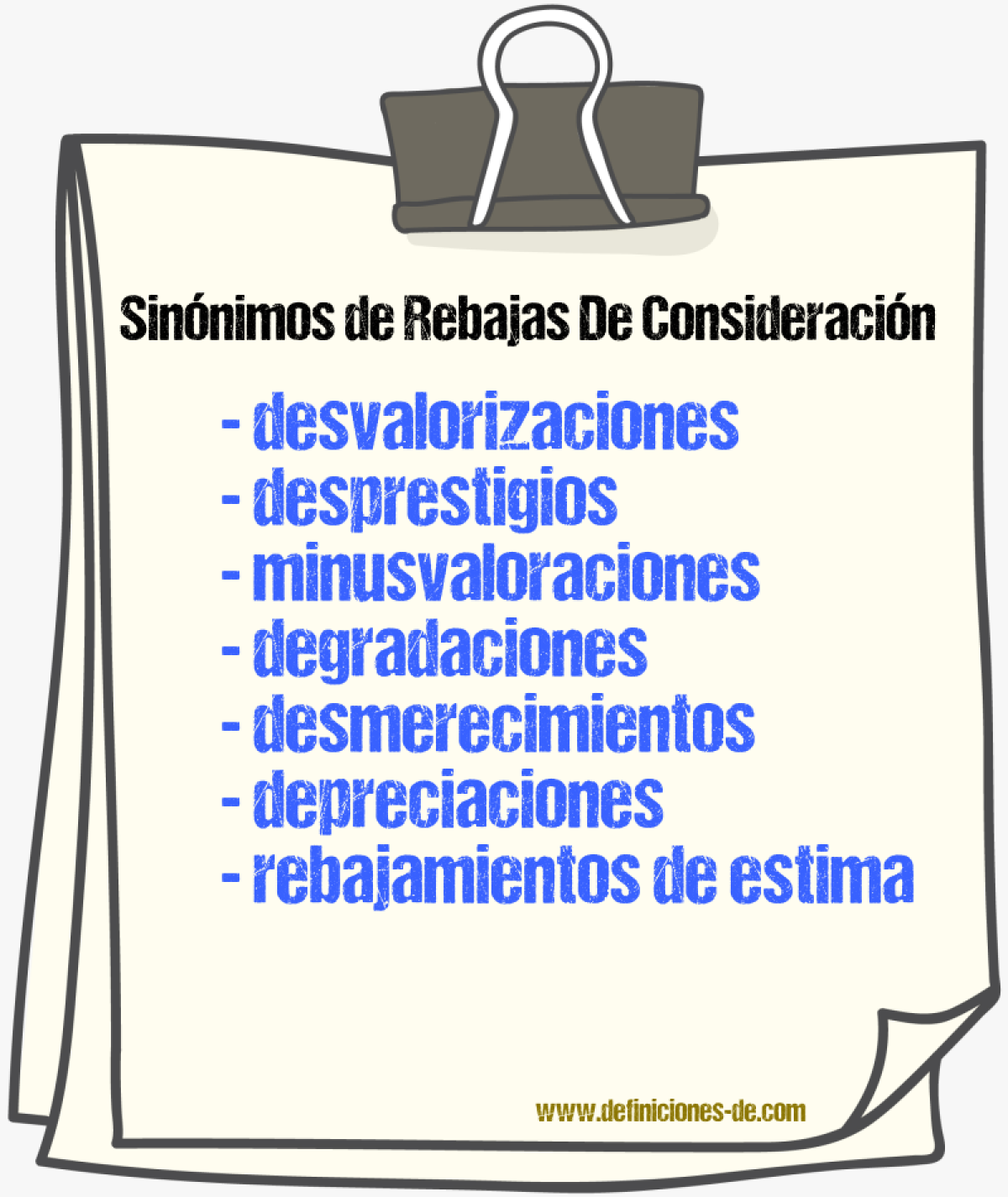 Sinónimos de rebajas de consideración