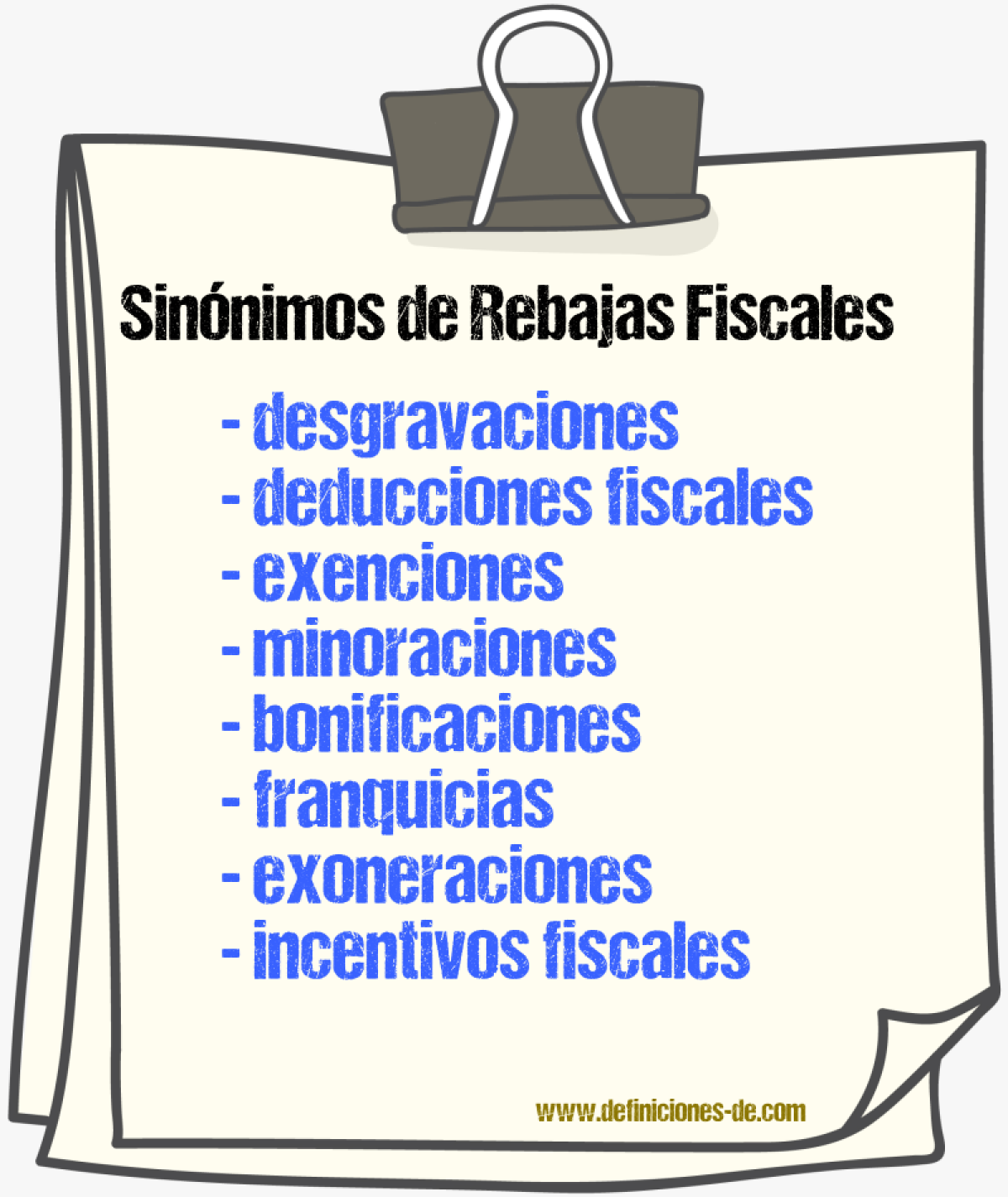 Sinónimos de rebajas fiscales