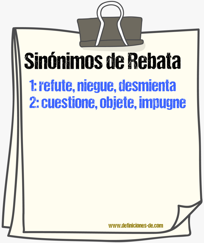 Sinónimos de rebata