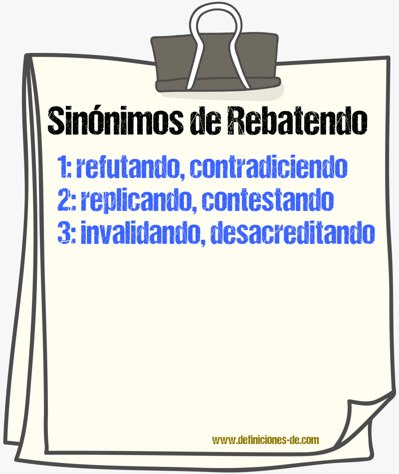 Sinónimos de rebatendo