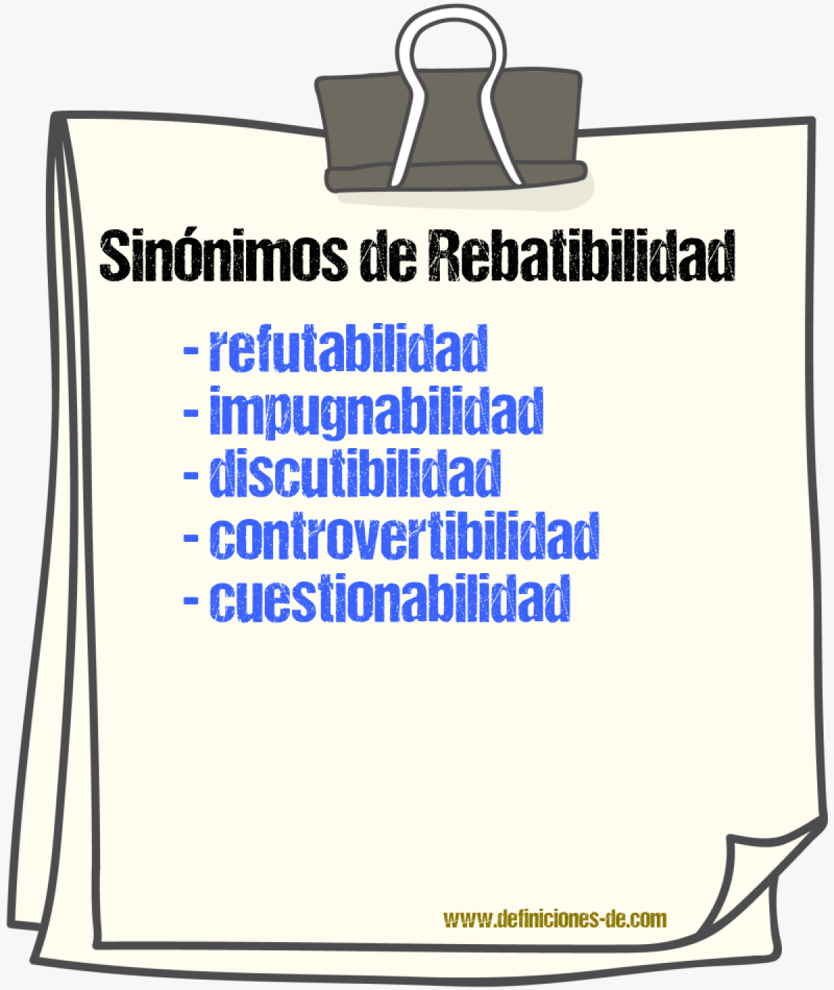 Sinónimos de rebatibilidad