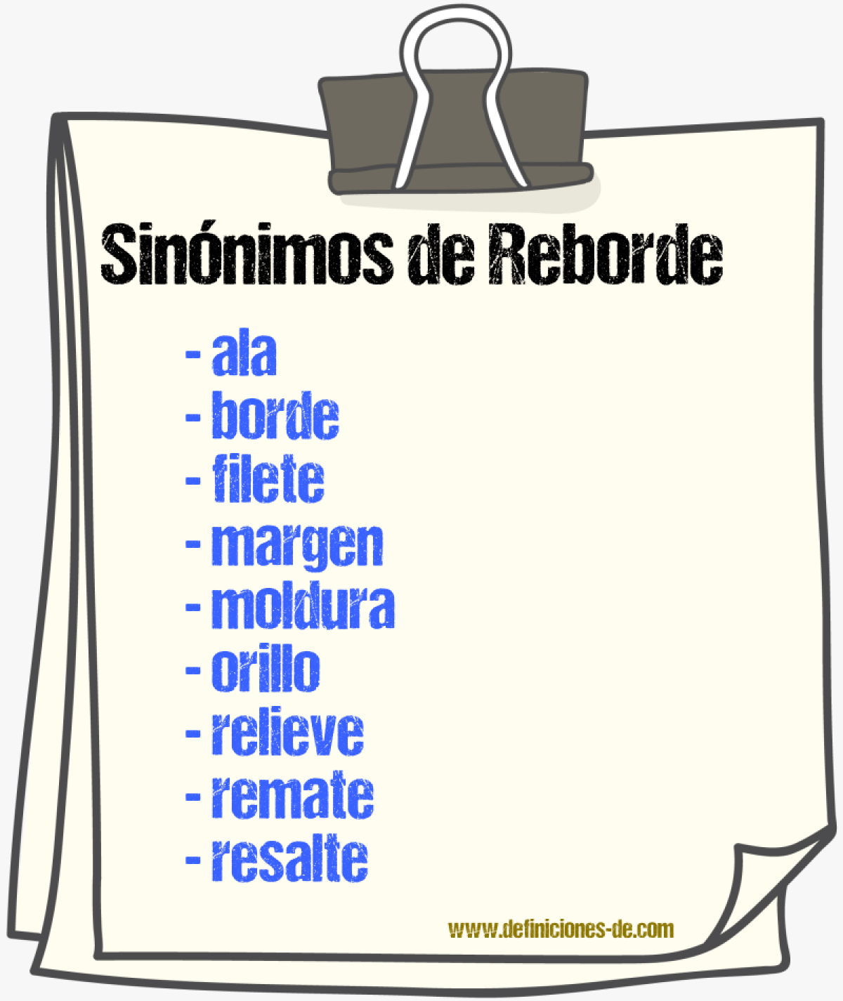 Sinnimos de reborde