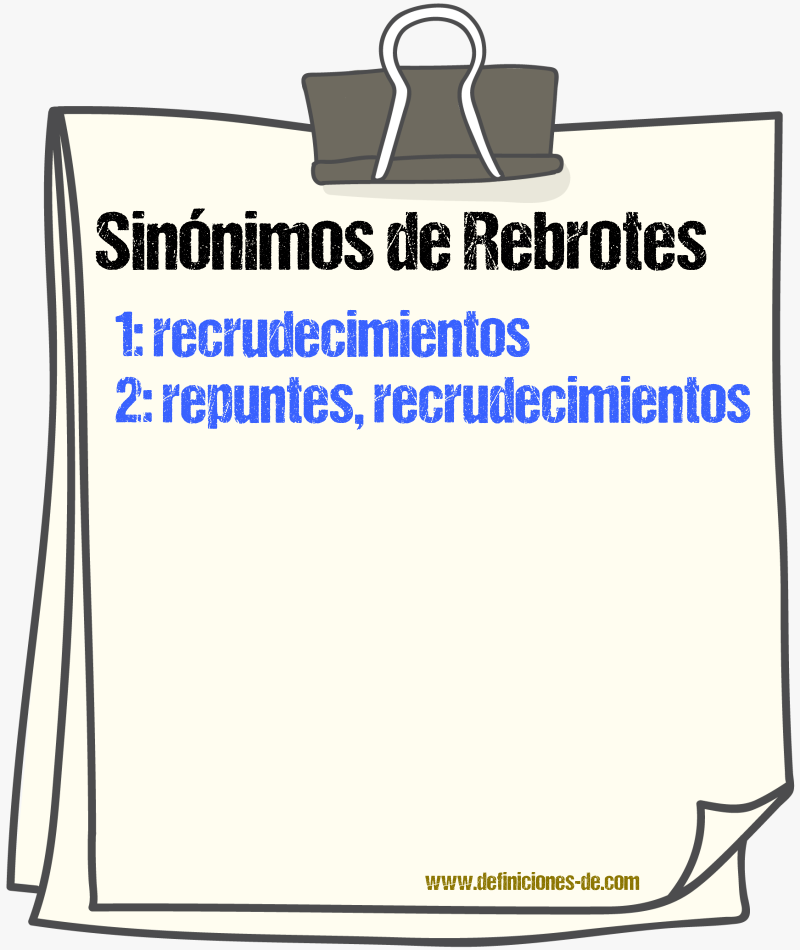 Sinónimos de rebrotes