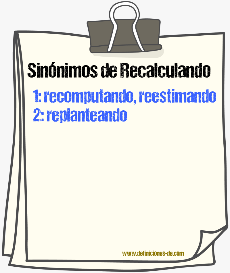 Sinónimos de recalculando
