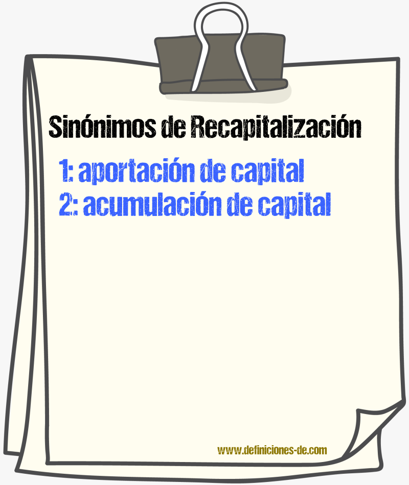 Sinónimos de recapitalización