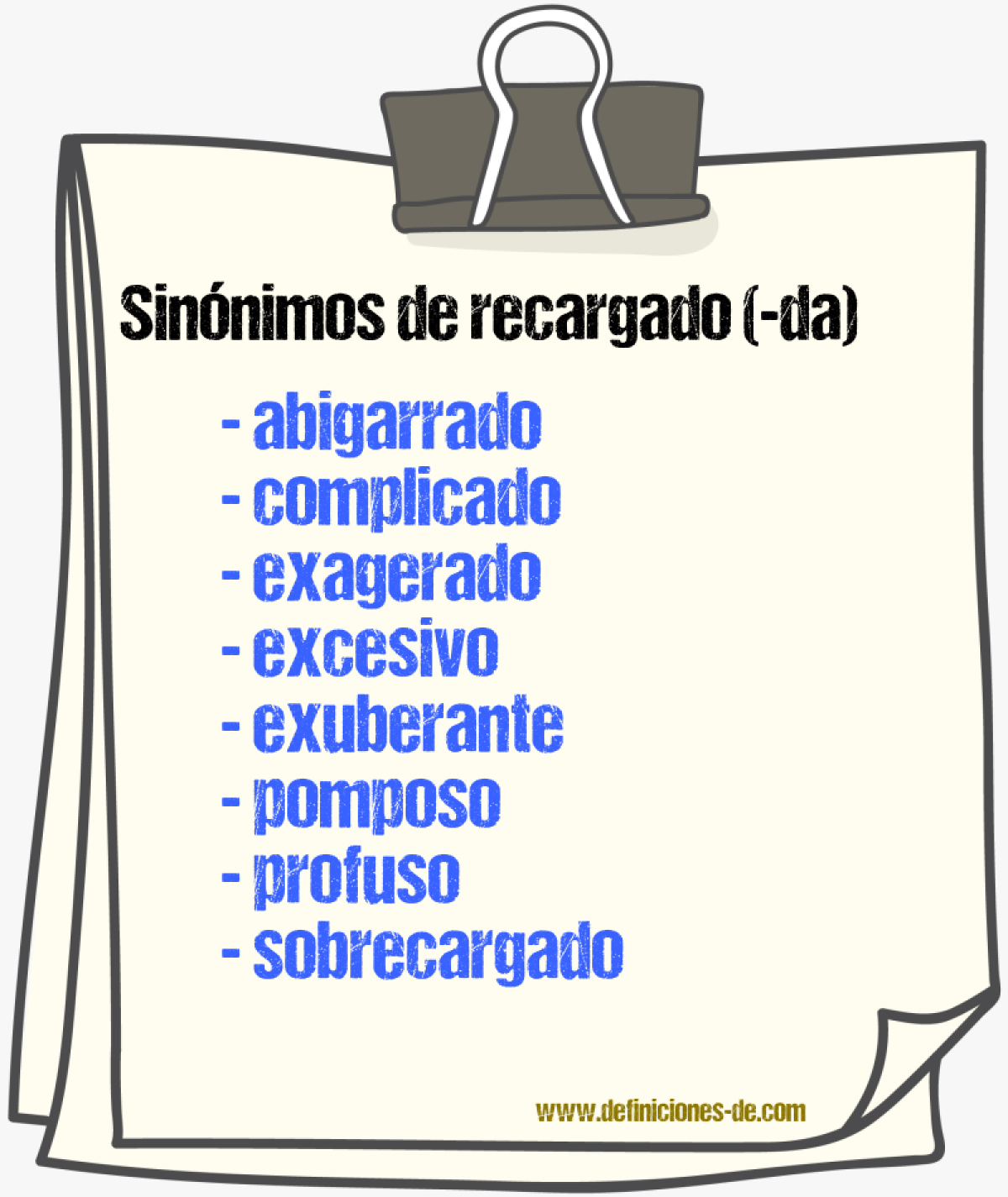 Sinnimos de recargado