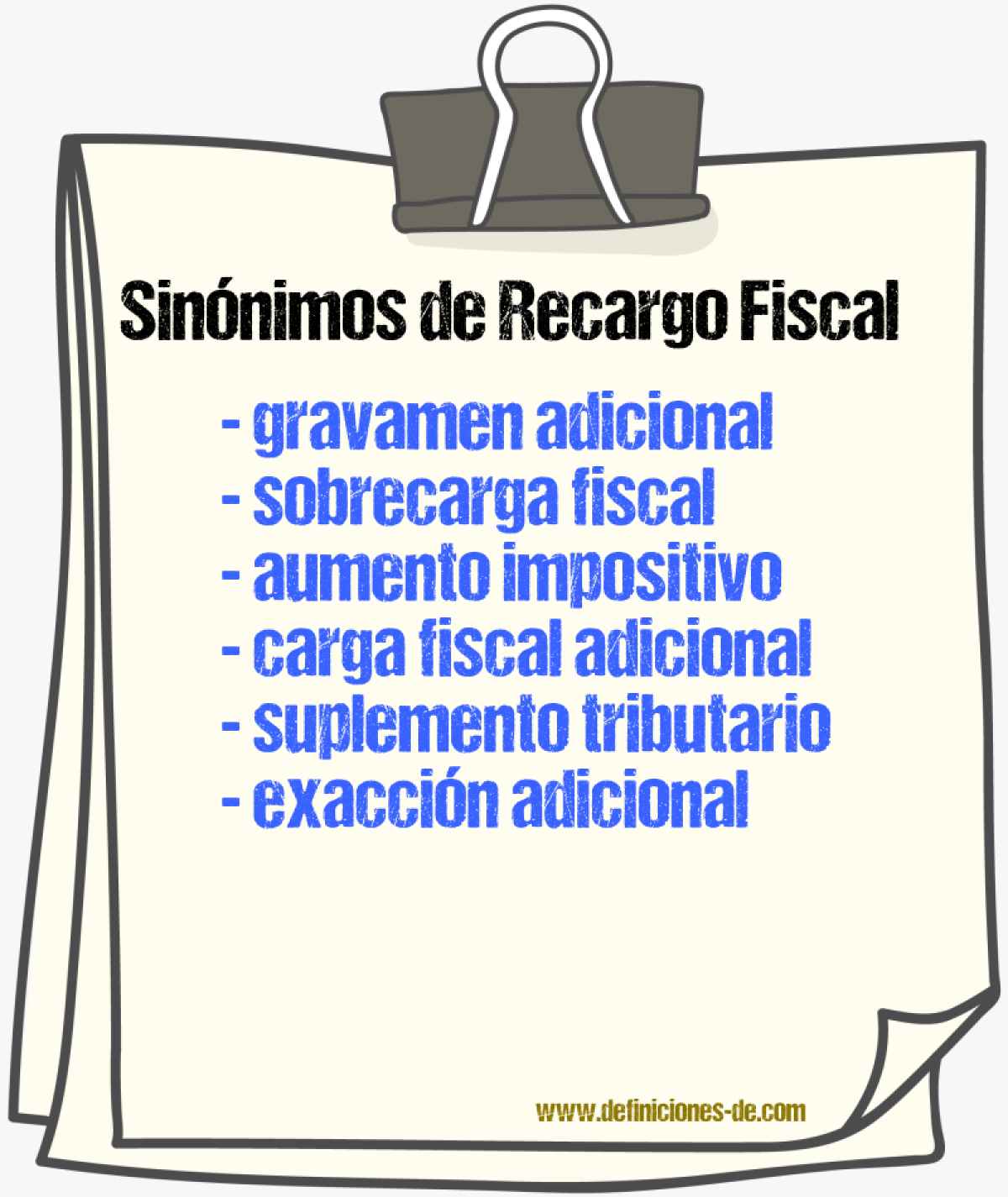 Sinónimos de recargo fiscal