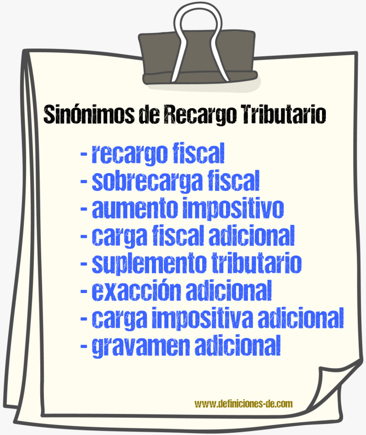 Sinónimos de recargo tributario