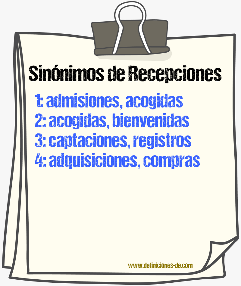 Sinónimos de recepciones