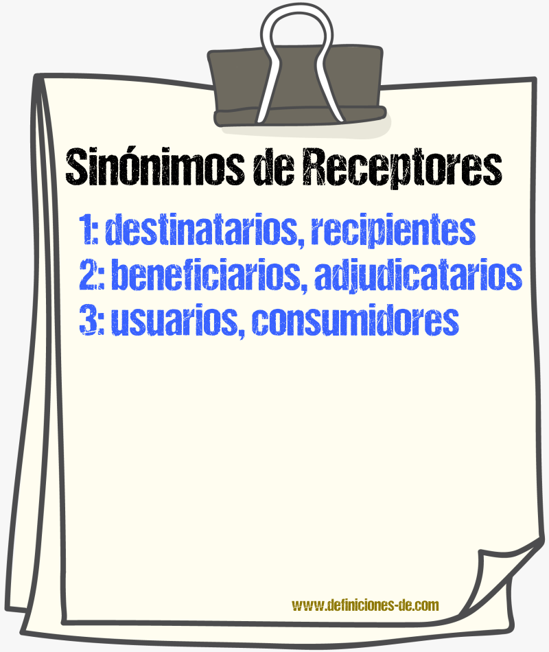 Sinónimos de receptores