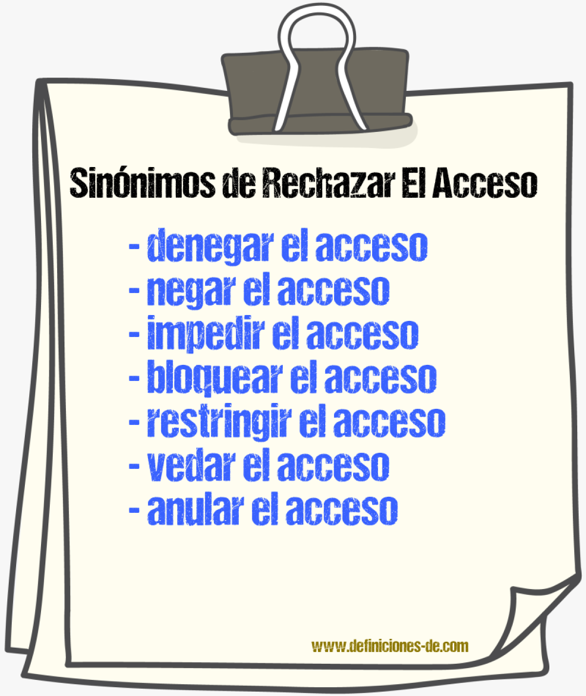 Sinónimos de rechazar el acceso