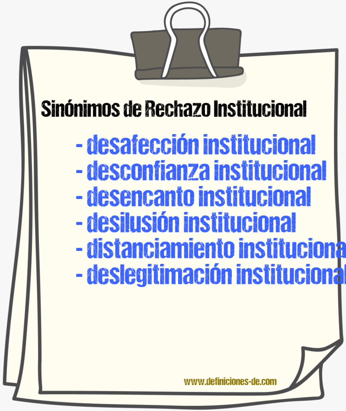 Sinónimos de rechazo institucional