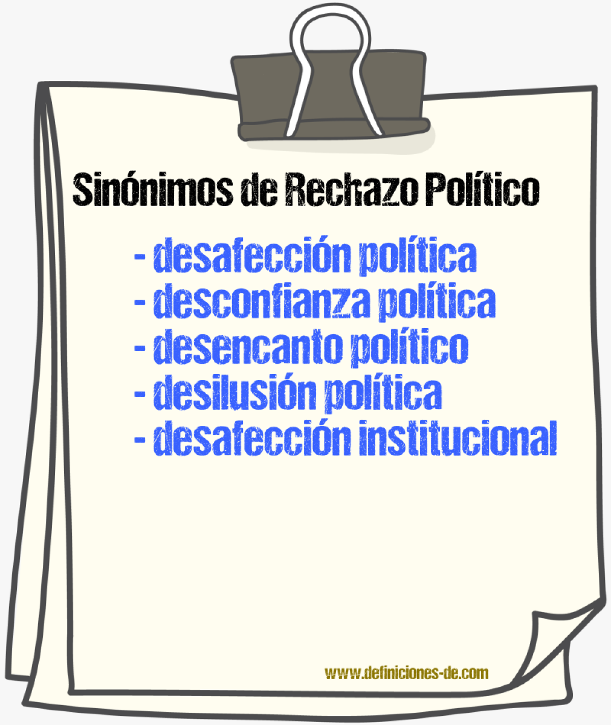 Sinónimos de rechazo político