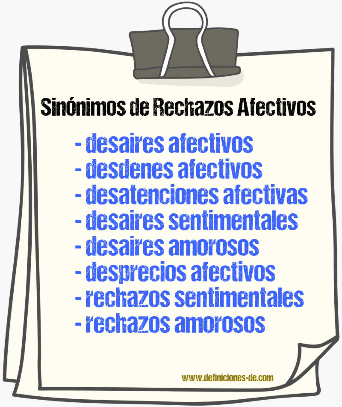 Sinónimos de rechazos afectivos
