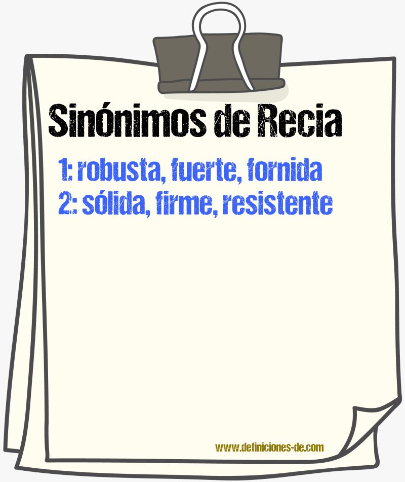 Sinónimos de recia