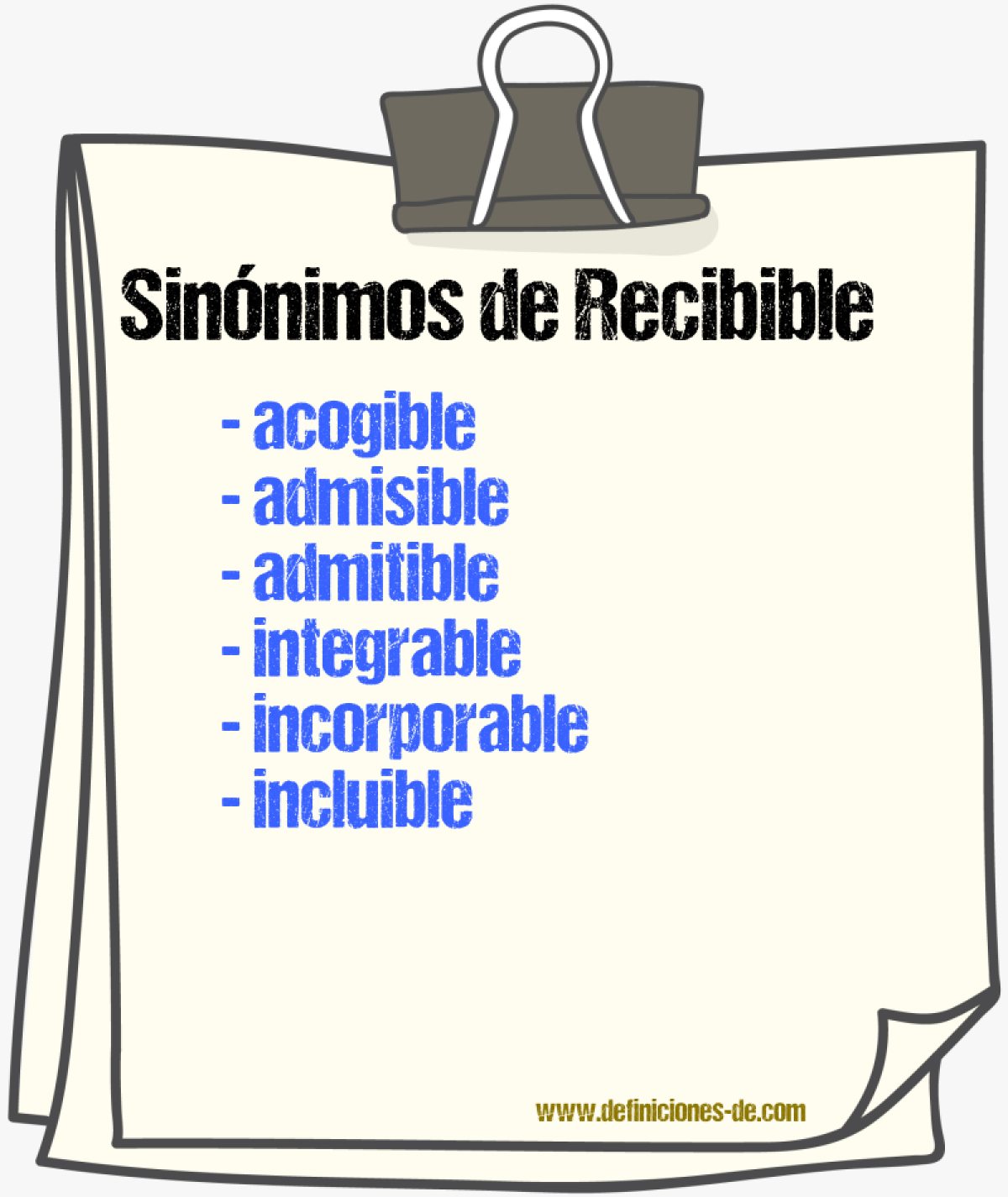 Sinónimos de recibible