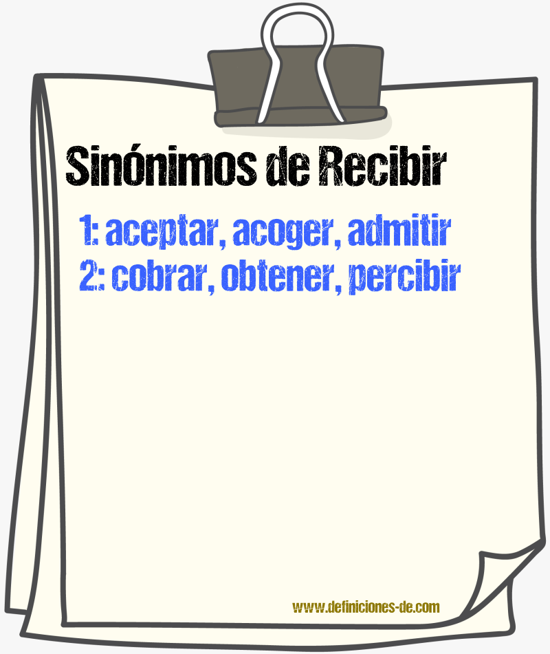 Sinnimos de recibir