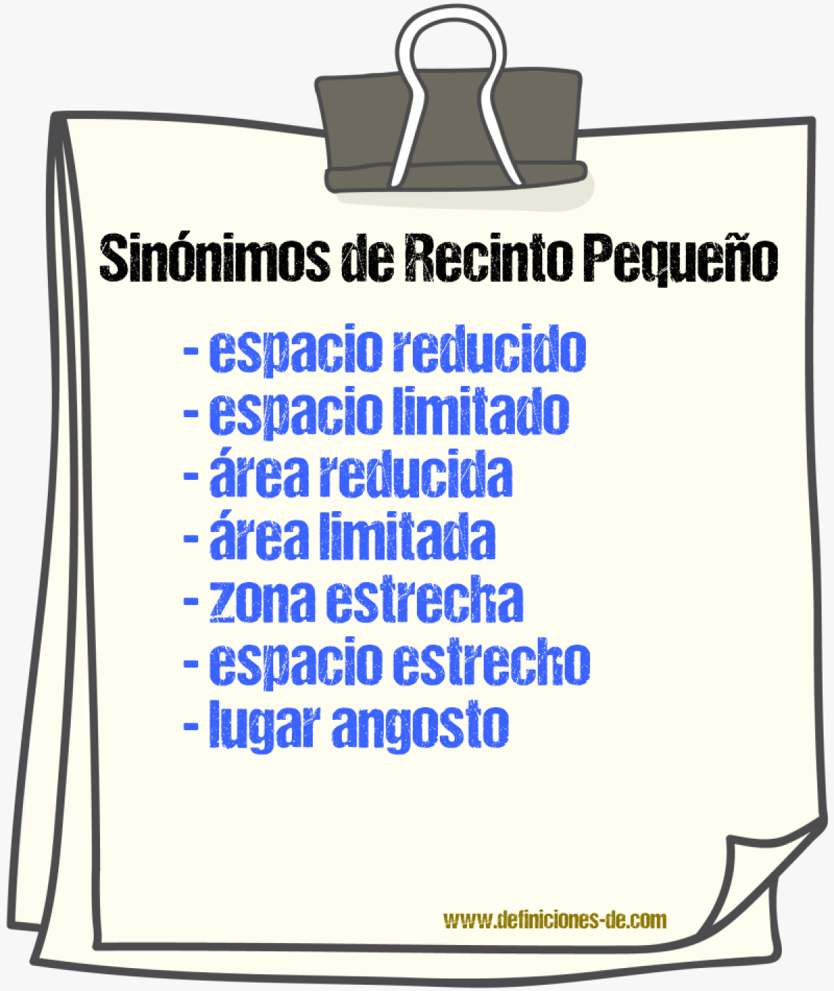 Sinónimos de recinto pequeño