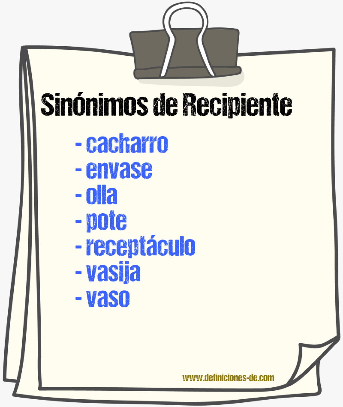 Sinnimos de recipiente