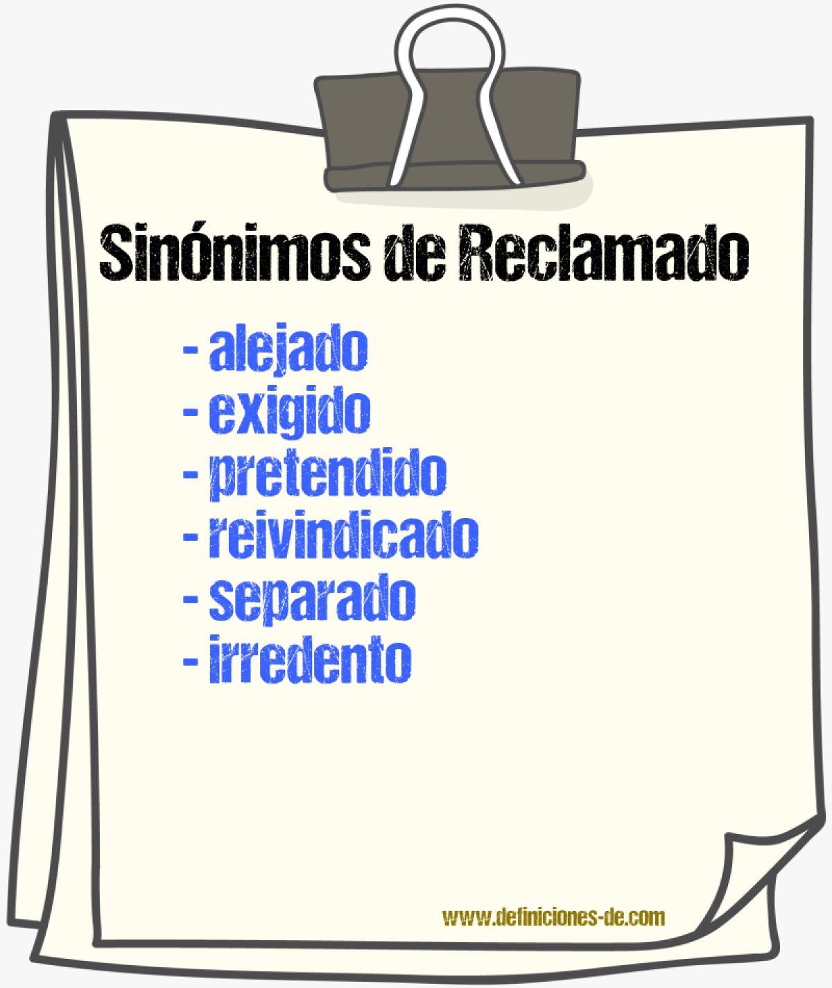 Sinnimos de reclamado